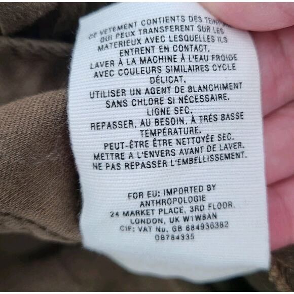 Anthropologie Military Embroidered 80s Jacket Top Small Boho Army Button Up - Picture 11 of 13